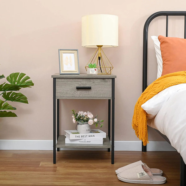 Latitude Run® 1 Drawer Steel Nightstand in Gray Wayfair